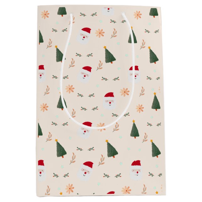 Niedliches Minimalistisches Weihnachtsmuster Mittlere Geschenktüte (Vorderseite)