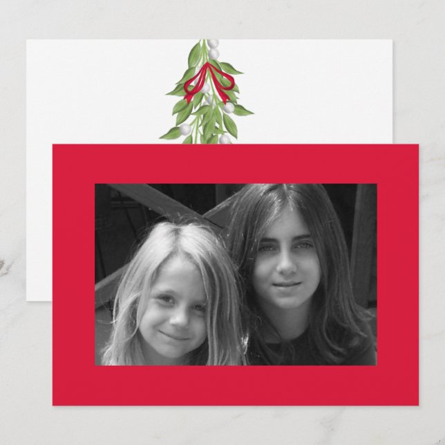 Niedliches Mistletoweihnachtfoto-Template Feiertagskarte (Vorne/Hinten)