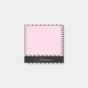 Niedliches Mit Monogramm Rosa mit schwarzen Polka- Post-it Klebezettel