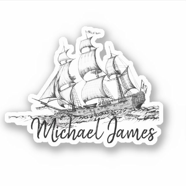 Niedliches Mittelschwarz-Weiß-Michael Ship Aufkleber (Vorderseite)