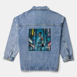 Niedliches Modemädchen in Tokio Jeansjacke