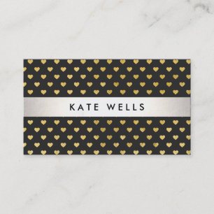 Niedliches Modern Beauty Black and Gold Herzdesign Visitenkarte