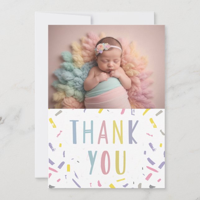 Niedliches modernes Baby Dankeschön-Karte mit Foto Einladung (Vorderseite)