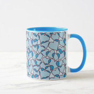 Niedliches modernes blaues Herzmuster Tasse