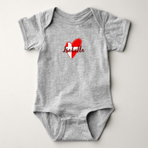 Niedliches modernes Dänemark Flaggenherz dänischer Baby Strampler