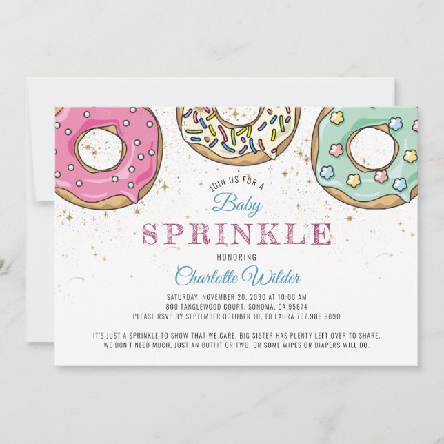 Niedliches modernes Donut Baby Sprinkle Einladung (Vorderseite)