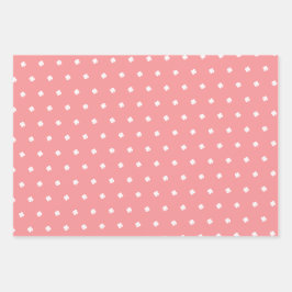 Niedliches modernes festes rosa Lucky Clover Patte Geschenkpapier Set