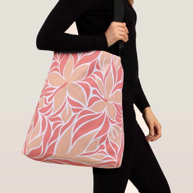 Niedliches, modernes, florales Design Orangenpfirs Tragetaschen Mit Langen Trägern (Von Nahem)