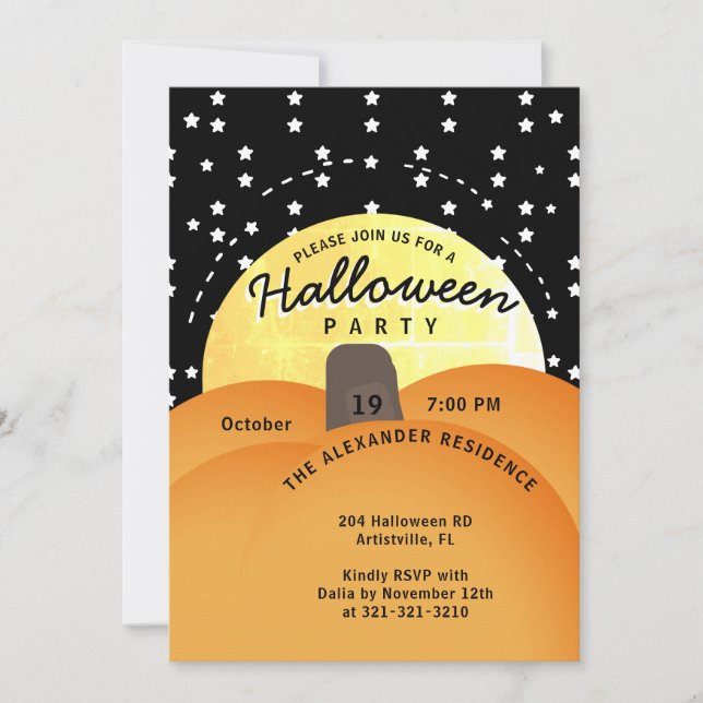 Niedliches modernes Halloween-Party Big Orange Pum Einladung (Vorderseite)