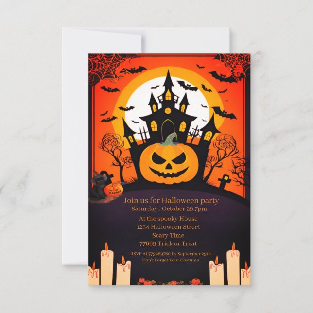 Niedliches modernes KürbisHalloween-Party Einladun Einladung (Vorderseite)