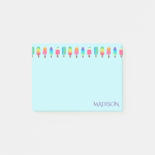 Niedliches modernes Lila Blaues Popsillermädchen Post-it Klebezettel (Vorderseite)