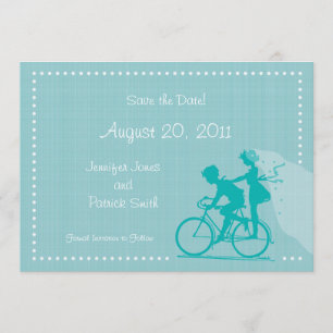 NIEDLICHES modernes Paar auf dem Fahrrad Save the  Date