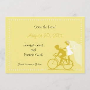 NIEDLICHES modernes Paar auf dem Fahrrad Save the  Date