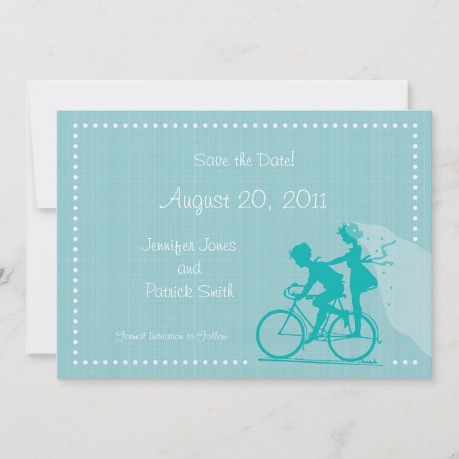 NIEDLICHES modernes Paar auf dem Fahrrad Save the  Save The Date (Vorderseite)