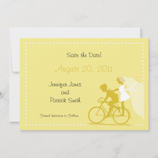 NIEDLICHES modernes Paar auf dem Fahrrad Save the  Save The Date (Vorderseite)