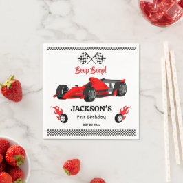 Niedliches modernes Red Racing Car 1. Party Serviette