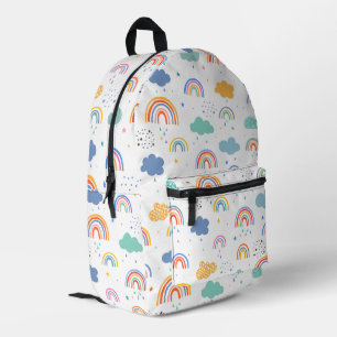 Niedliches modernes Regenbogen- und Wolkenmuster Bedruckter Rucksack