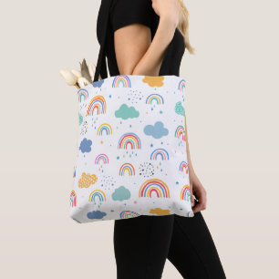 Niedliches modernes Regenbogen- und Wolkenmuster Tasche