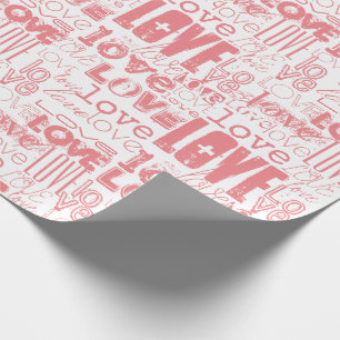 Niedliches, modernes rosa Liebe Typografie Muster Geschenkpapier