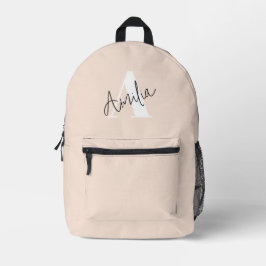 Niedliches, modernes, rosafarbenes Monogramm Bedruckter Rucksack