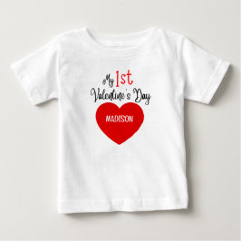 Niedliches modernes Rotes Herz mein 1. Valentinsta Baby T-shirt