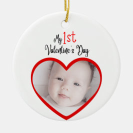Niedliches modernes Rotes Herz mein 1. Valentinsta Keramik Ornament