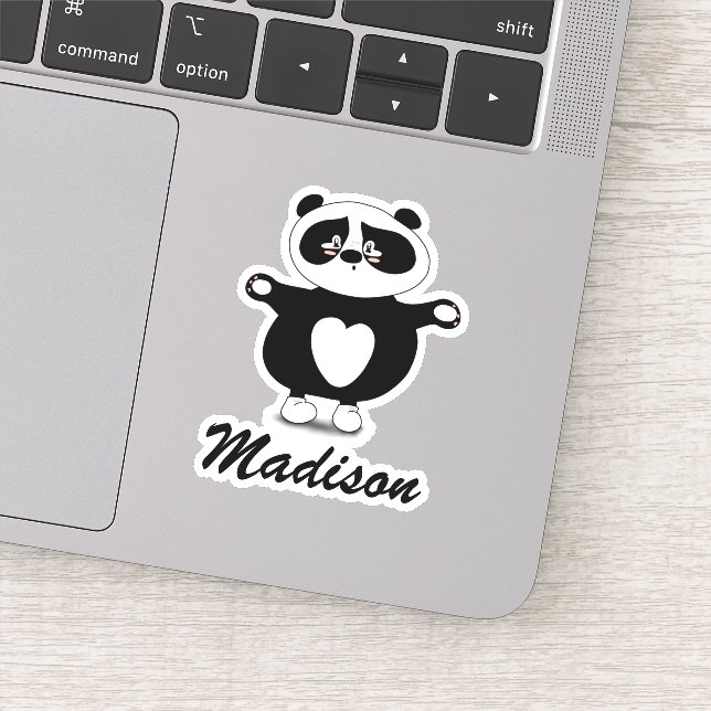 Niedliches, modernes Schwarz-Weiß-Panda Aufkleber (Detail)