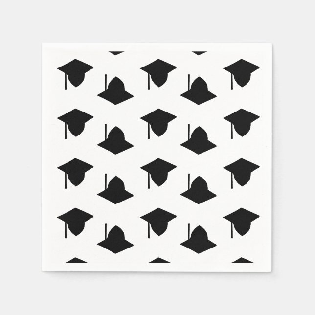 Niedliches modernes Schwarz-weißes Graduierungssch Serviette (Vorderseite)