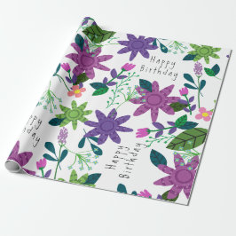 Niedliches, modernes und farbenfroh florales Happy Geschenkpapier