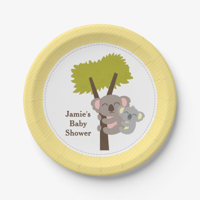 Niedliches Mommy Koala Bear Baby Dusche Party Pappteller (Vorderseite)