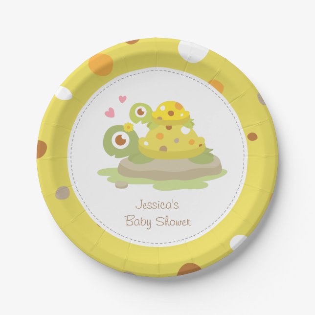 Niedliches Mommy Turtle Baby Dusche Party Pappteller (Vorderseite)
