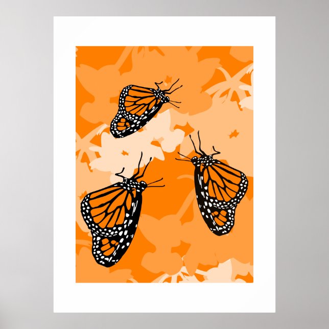 Niedliches Monarch Butterfly Trio auf der Swan-Pfl Poster (Vorne)