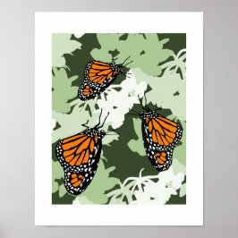 Niedliches Monarch Butterfly Trio auf der Swan-Pfl Poster