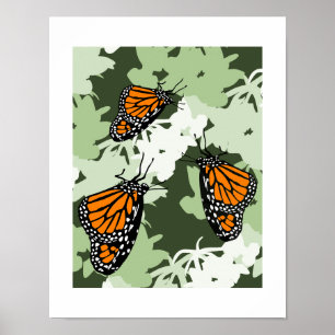 Niedliches Monarch Butterfly Trio auf der Swan-Pfl Poster