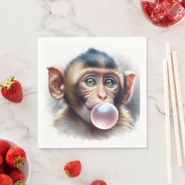 Niedliches Monkey-Blasebalgum Serviette (Beispiel)