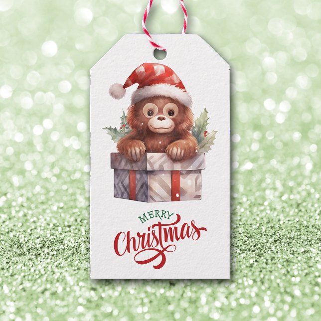 Niedliches Monkey-Geschenkpaket Weihnachten Geschenkanhänger (Von Creator hochgeladen)