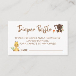 Niedliches Monkey Giraffe Diaper Raffle Baby Shows Begleitkarte