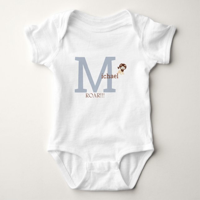 Niedliches Monogram Lion Baby Bodysuit Strampler (Vorderseite)