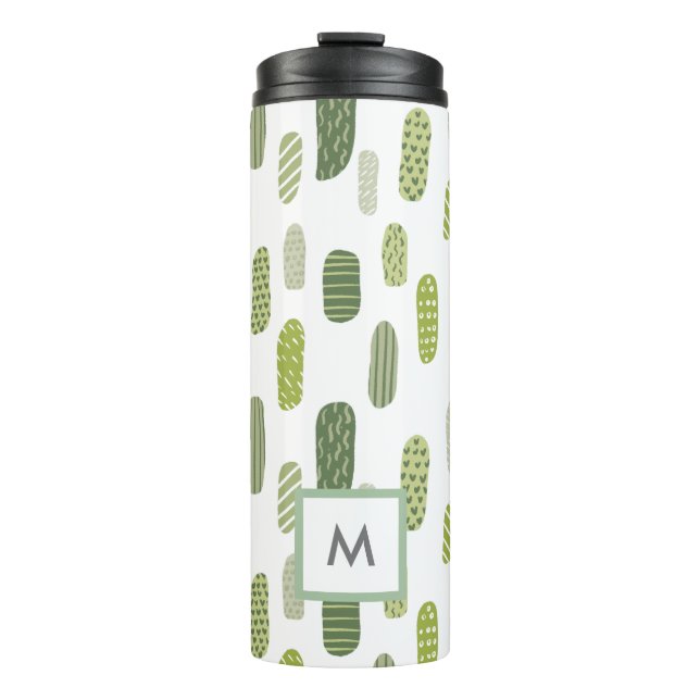 Niedliches Monogramm Grün Abstrakt Thermosbecher (Vorderseite)