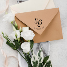 Niedliches Monogramm Herz- und Hochzeitdatum Permastempel