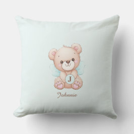 Niedliches Monogramm Name Bear Baby Außengebläse Kissen