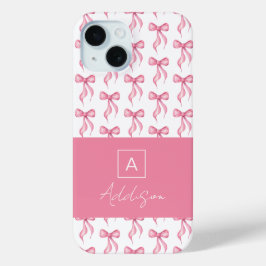 Niedliches Monogramm rosa Bogen Coquette Case-Mate iPhone Hülle