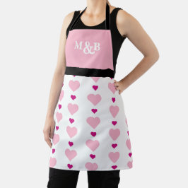 Niedliches Monogramm, rosa und weißes Herzmuster Schürze