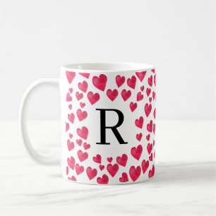 Niedliches Monogramm Rotes Herz Kaffeetasse
