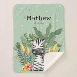 Niedliches Monogramm Zebra im Dschungel Sherpadecke