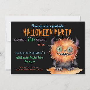 Niedliches Monster-Bash-Halloween-Party Einladung