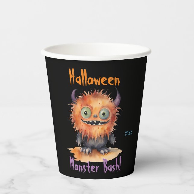 Niedliches Monster-Bash-Halloween-Party Pappbecher (Vorderseite)