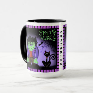 Niedliches Monster Black Cat Spooky Lila anpassbar Tasse