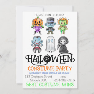 Niedliches Monster Halloween-KostümParty Einladung