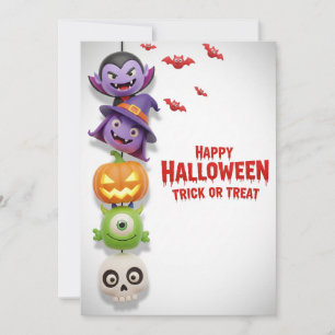Niedliches Monster & Halloween-Party Einladung